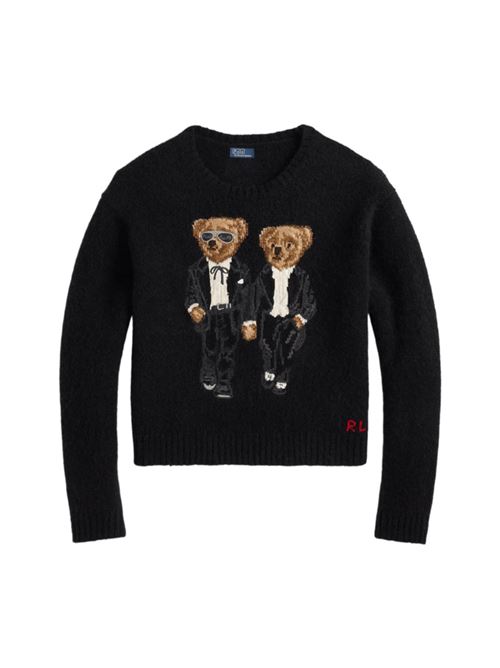 Maglia da donna in misto lana con BEARS ricamati , colore black POLO RALPH LAUREN | 211978619001